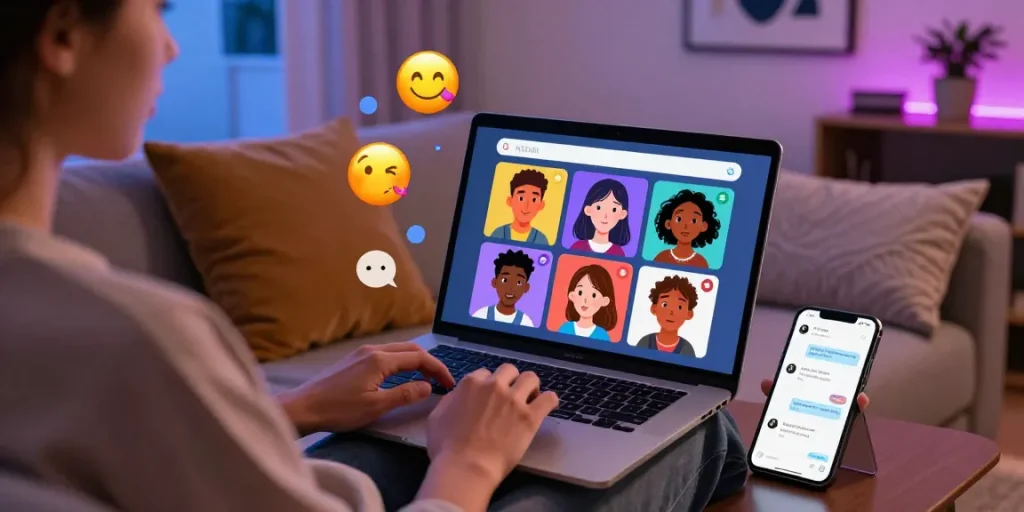 User engaging with an ai chat nsfw interface, showcasing customizable character interactions and a relaxed atmosphere.