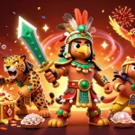 Engage in vibrant gambling fun with ht368's dynamic casino scene featuring slot reels and Aztec warriors.