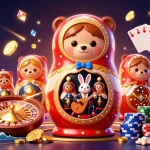Spin and win with ok365's exciting casino-themed illustration featuring vibrant characters.