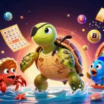 Scopri i migliori casino online non AAMS con questa vivace illustrazione 3D di una tartaruga pirata e tesori.