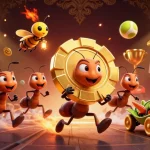 Experience thrilling gambling adventures with 7mcn as ant characters embark on a golden poker heist.