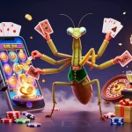 Jouez dans un casino en ligne argent réel avec une scène dynamique et festive, mettant en avant des personnages fantastiques.