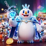 Spin the reels at UY88 with a dynamic 3D illustration showcasing a polar bear and fox amid slot game elements.