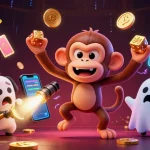 Le casino fiable en ligne avec un singe fantôme amusant jonglant des pièces d'or, et un chiot chasseur de fantômes curieux cherche des trésors.