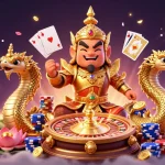 Join the excitement at au88 with a vibrant casino scene featuring golden coins, 3D characters, and lively gameplay elements.