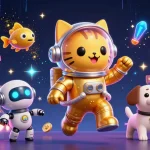 Jouez au nouveau casino en ligne avec un chat astronaute et un chien robot dans un univers ludique.