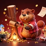 Pariez sur les meilleurs sites de paris sportifs avec une scène captivante de personnages animés, des trophées et des ballons de sport.