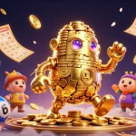 Experience the excitement of Red88 with a vibrant 3D scene filled with golden elements and lottery excitement.