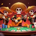 Engage in thrilling poker action at BB44 with vibrant mariachi band backdrop.