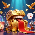 Experience the thrill of XO88 with cascading coins and a dynamic casino scene featuring vibrant game elements.