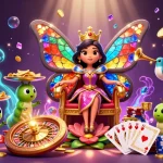 Illustration captivante des meilleurs sites paris sportifs, mettant en scène une reine papillon et des éléments de casino.