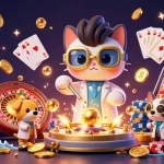 Profitez d'une expérience de jeu excitante avec un casino retrait rapide mettant en avant des personnages de jeux de société et des éléments dynamiques.