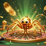 Experience the thrill of betting with nhacaibetuytin as a golden spider spins a roulette web.