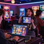 Players enjoy exciting slot online terpercaya games in a vibrant casino environment.