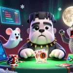 Découvrez l'univers des jeux avec casino en ligne argent réel France où un bulldog monstrueux distribue des cartes.