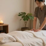 Relaxing massage therapy room showcasing soothing atmosphere ideal for 분당출장안마 clients.