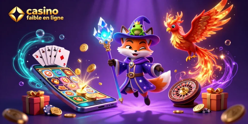 Célébrez le casino fiable en ligne avec des images de magie et de jeux dynamiques.